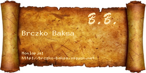 Brczko Baksa névjegykártya